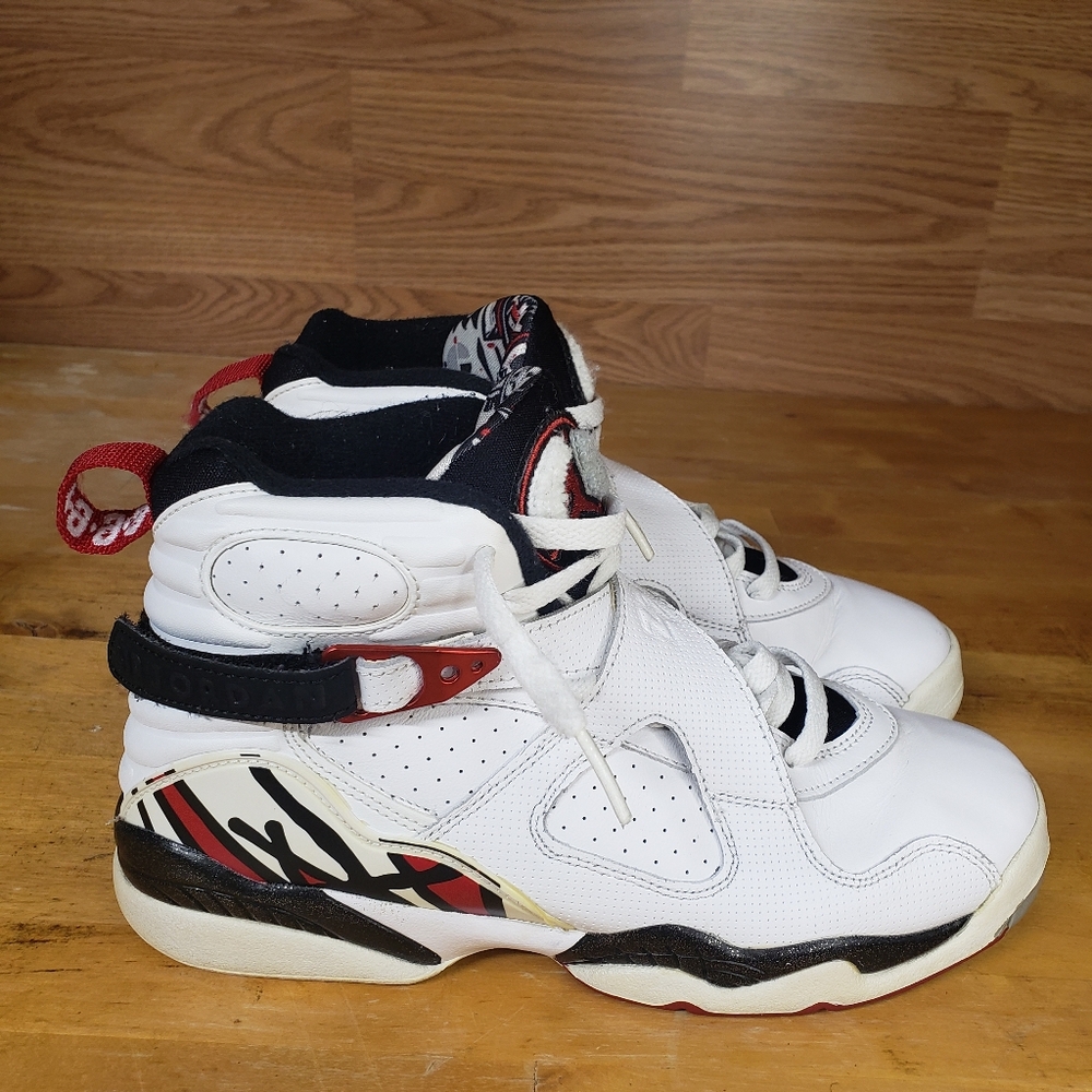 Jordan Kids Sneakers in White with Black and Red Highlights